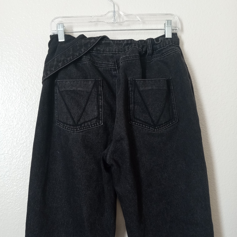 Maniere De Voir Half Foldover Mom Jeans in Washed Black Size 8 - Picture 7 of 10